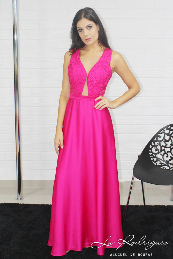 vestido de festa rosa chiclete