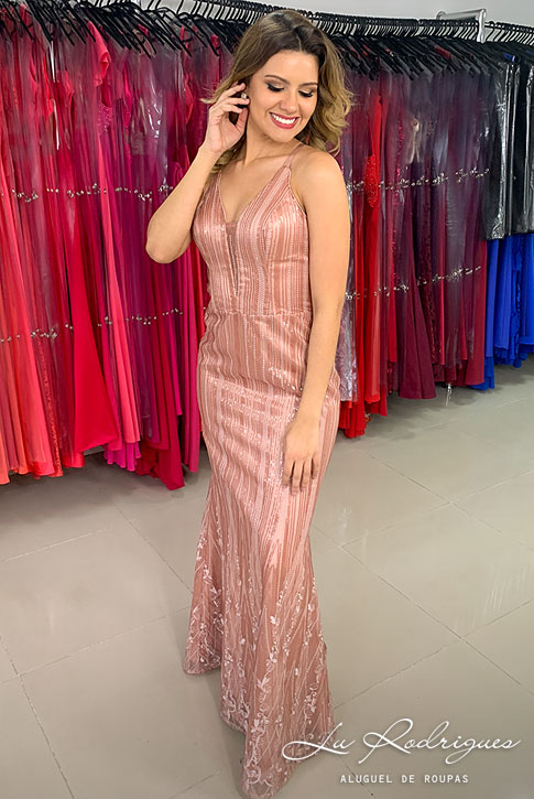 vestido de formatura rose gold