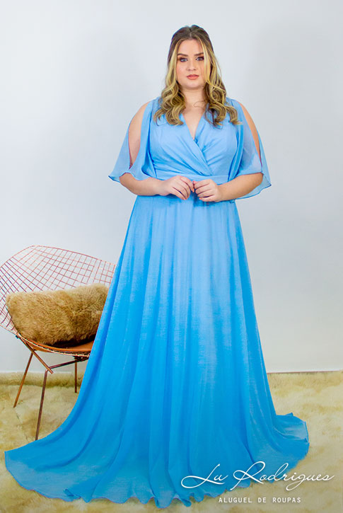 vestido de madrinha plus size azul