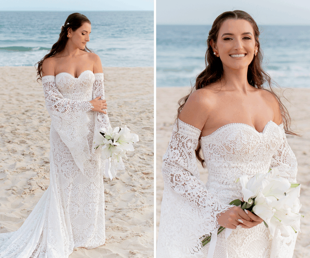 Casamento na praia vestido da noiva